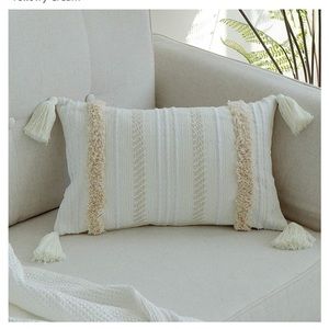 Boho Throw Pillow Cover Tufted Decorative Pillow Cover